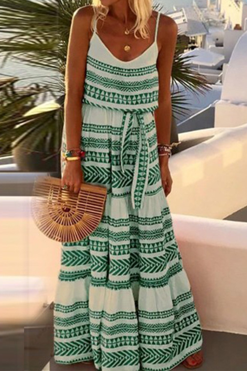 Sexy Print Frenulum V Neck Beach Dresses(4 Colors) - Image 5