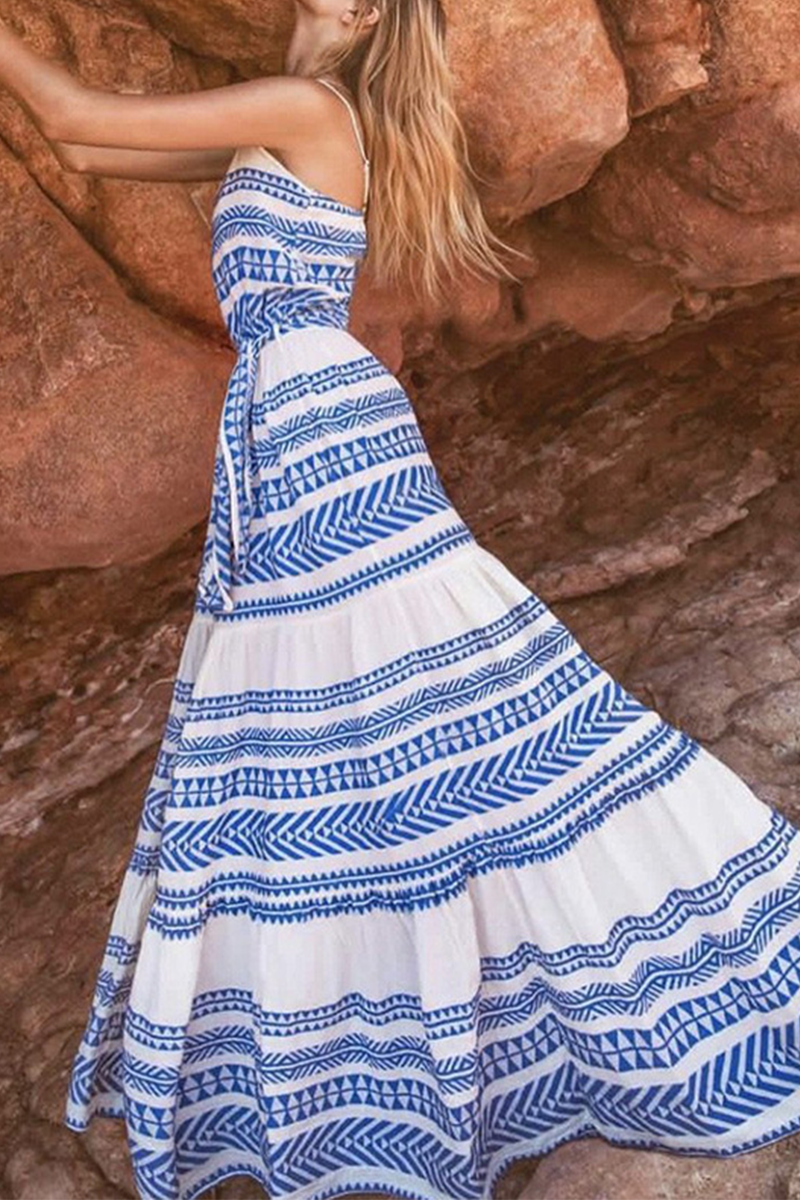 Sexy Print Frenulum V Neck Beach Dresses(4 Colors) - Image 2