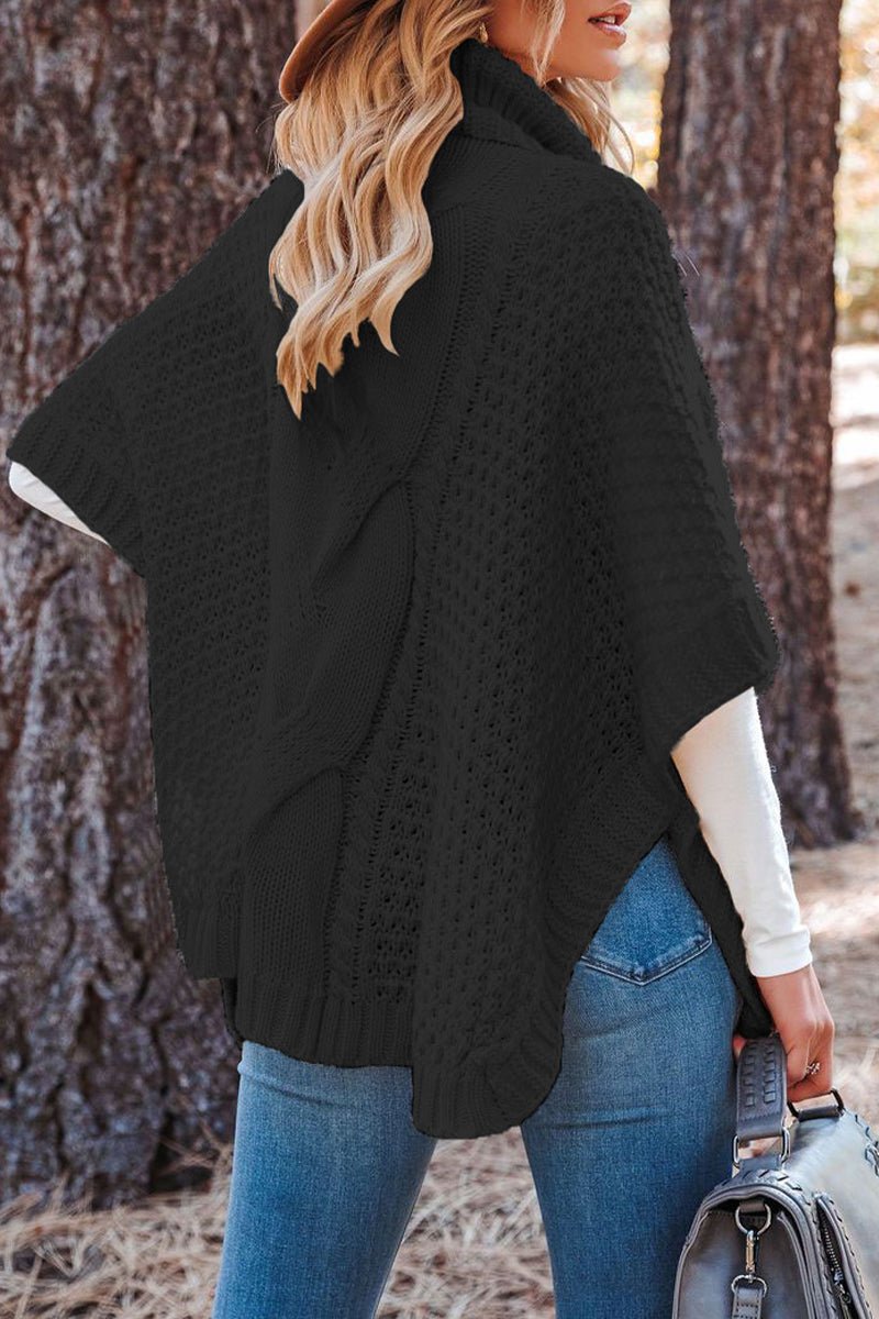 Fashion Solid Patchwork Turtleneck Tops - Image 3