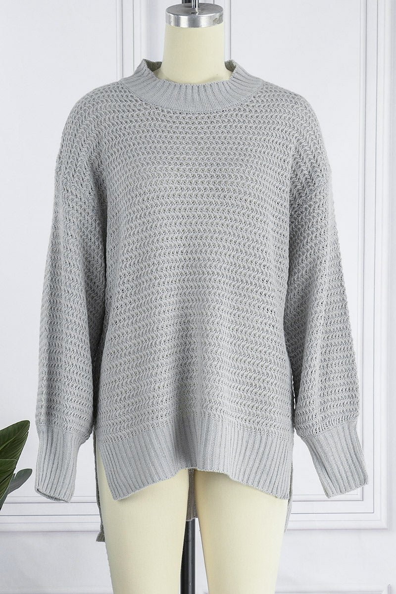 Fashion Street Solid Slit O Neck Sweaters(4 Colors) - Image 9