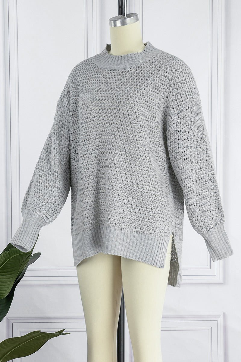 Fashion Street Solid Slit O Neck Sweaters(4 Colors) - Image 10