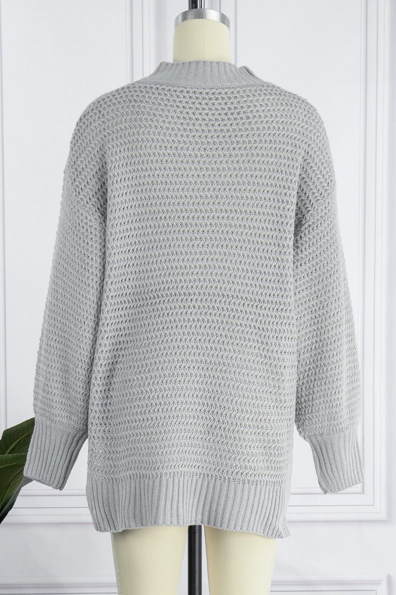 Fashion Street Solid Slit O Neck Sweaters(4 Colors) - Image 11