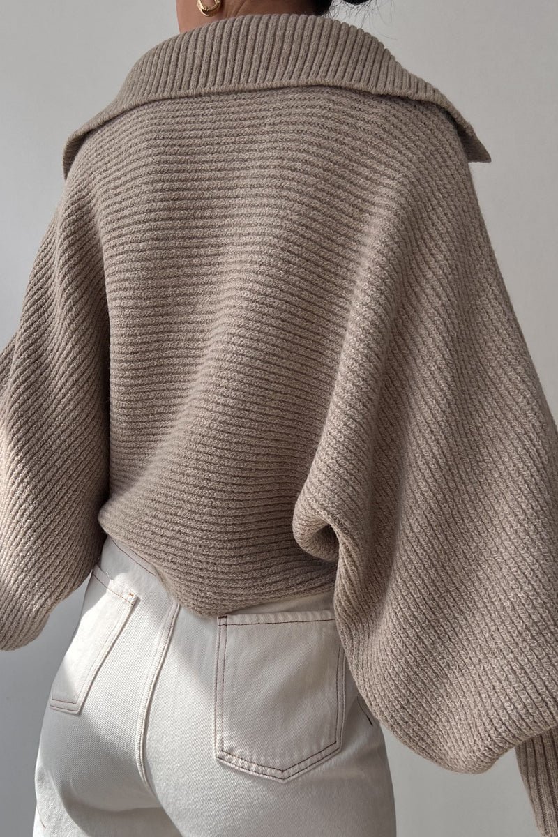 Casual Solid Patchwork Turndown Collar Sweaters(3 Colors) - Image 8