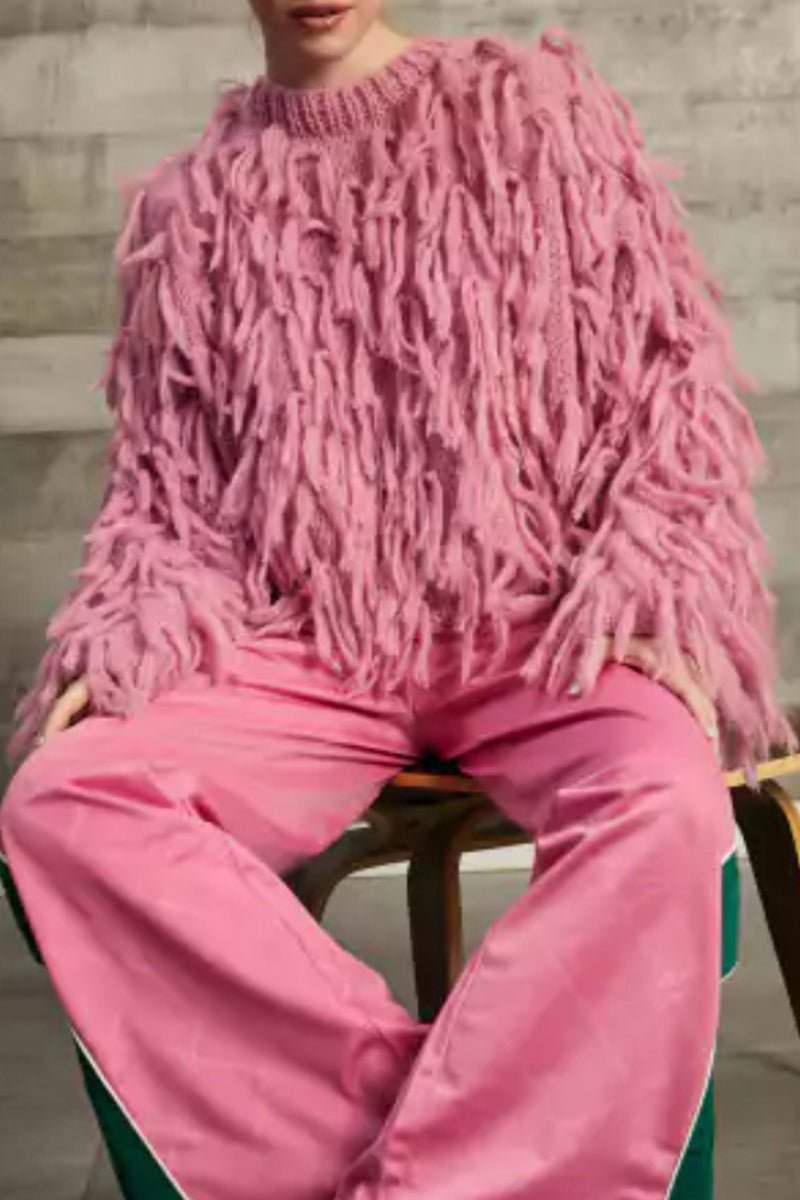 British Style Elegant Solid Tassel O Neck Sweaters(5 Colors) - Image 3