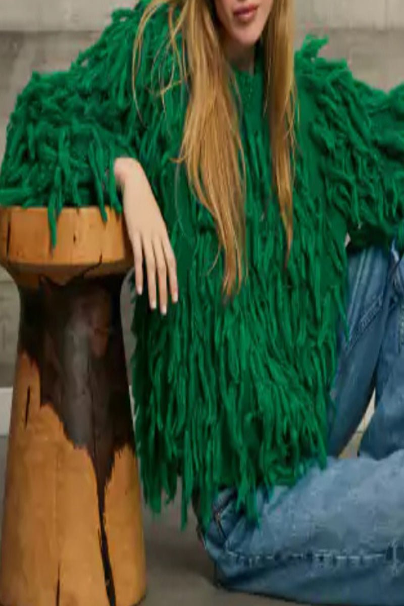 British Style Elegant Solid Tassel O Neck Sweaters(5 Colors) - Image 9