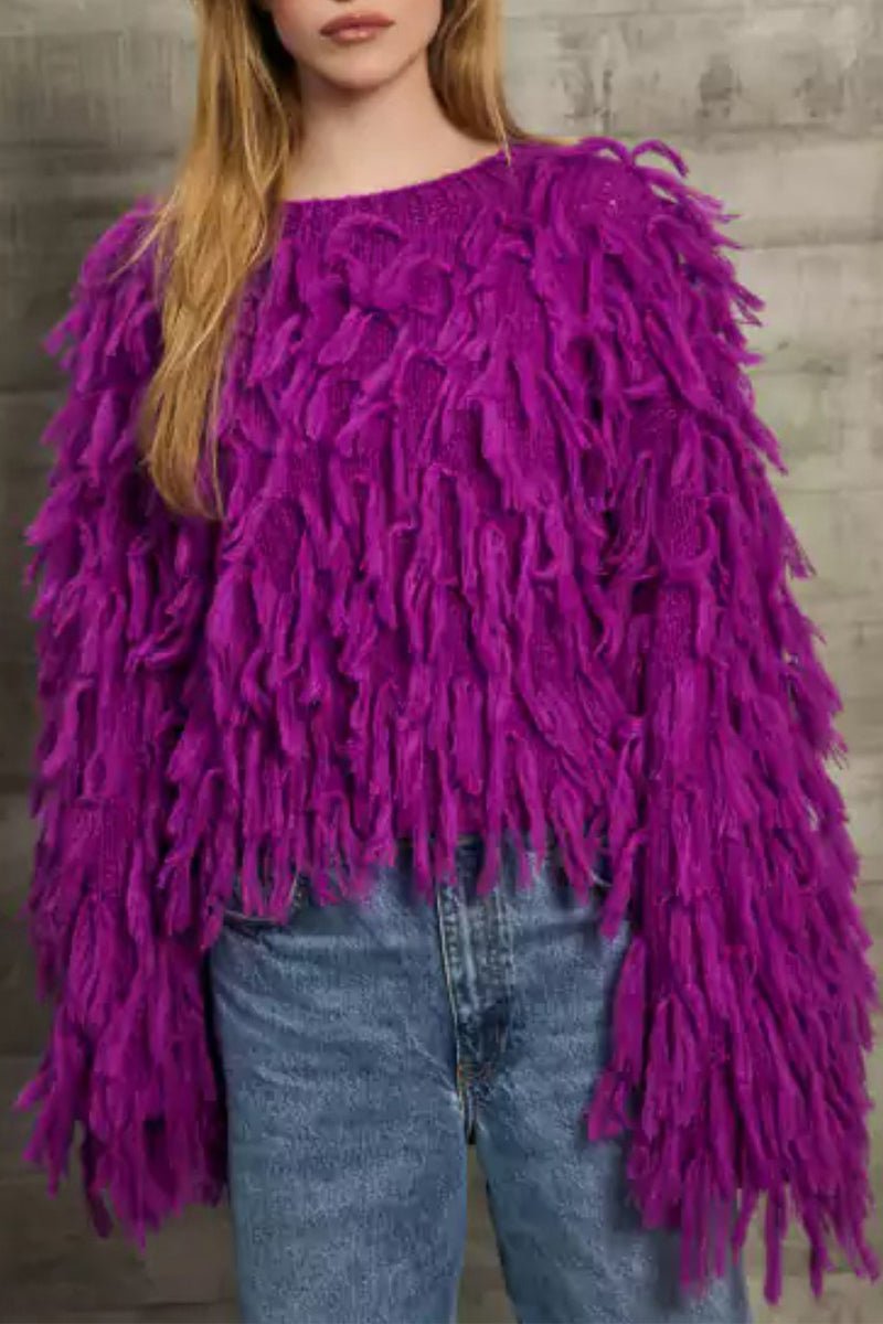 British Style Elegant Solid Tassel O Neck Sweaters(5 Colors) - Image 5