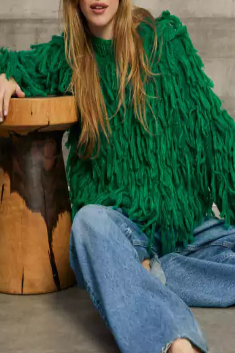 British Style Elegant Solid Tassel O Neck Sweaters(5 Colors) - Image 4