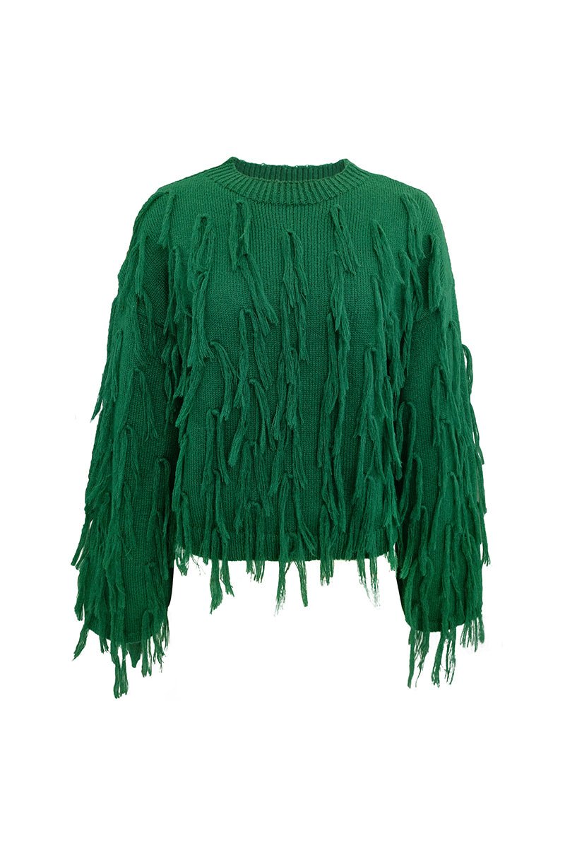 British Style Elegant Solid Tassel O Neck Sweaters(5 Colors) - Image 12