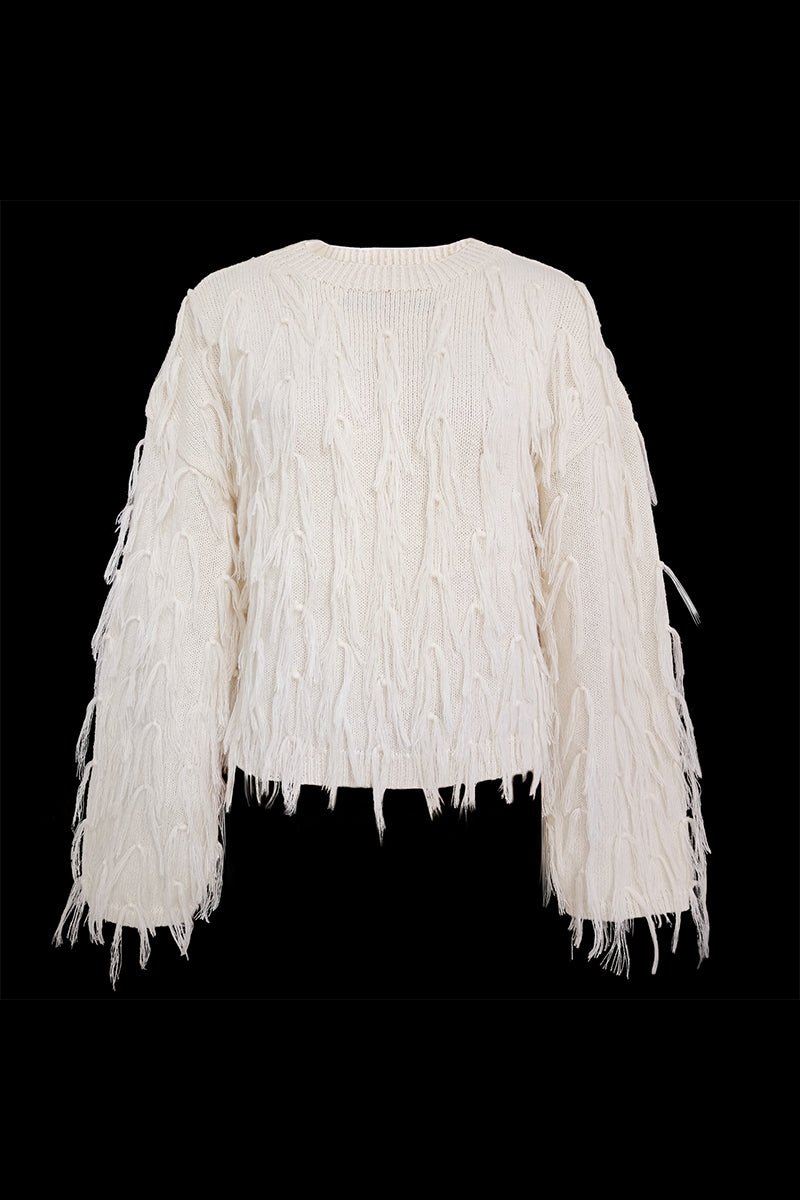 British Style Elegant Solid Tassel O Neck Sweaters(5 Colors) - Image 10